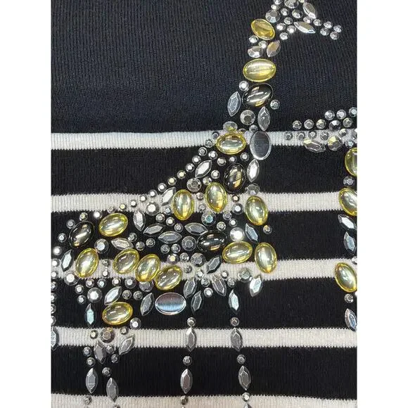 Karen Scott Womens Size XXL Giraffe Safari Gemstone Blouse Shirt Top Black/White - Picture 8 of 9